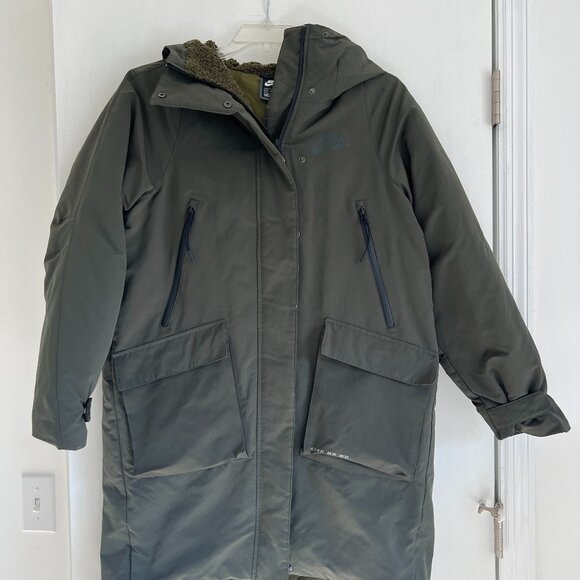 Nike Sportswear Tech Pack Down Fill Women's Oversized Parka Coat Sz XS in Olive - Picture 5 of 9